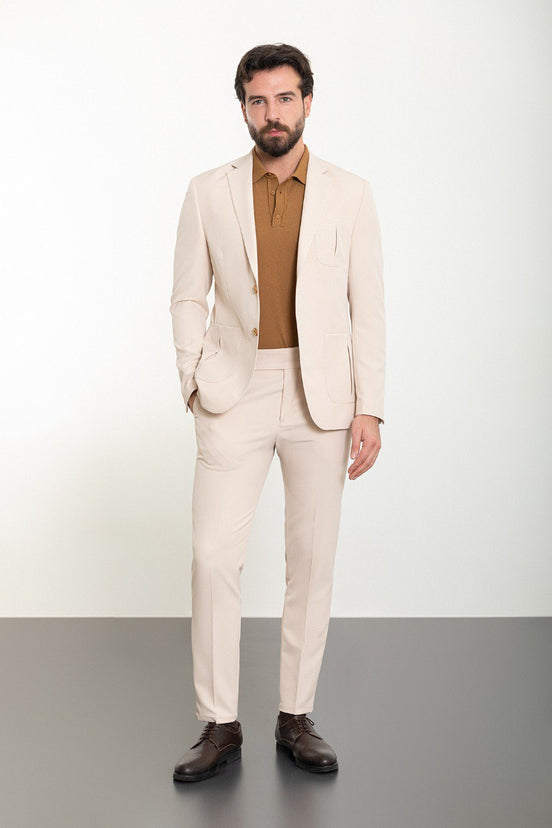 2 piece beige suit