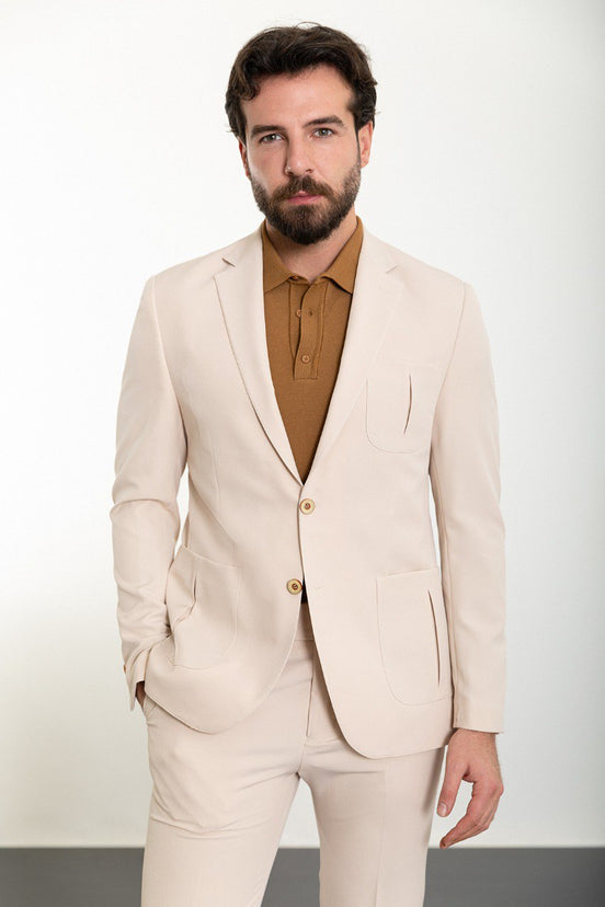2 piece beige suit