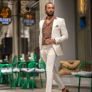 Sturgis Beige Slim Fit Notch Lapel 2 Piece Suit