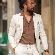 Sturgis Beige Slim Fit Notch Lapel 2 Piece Suit