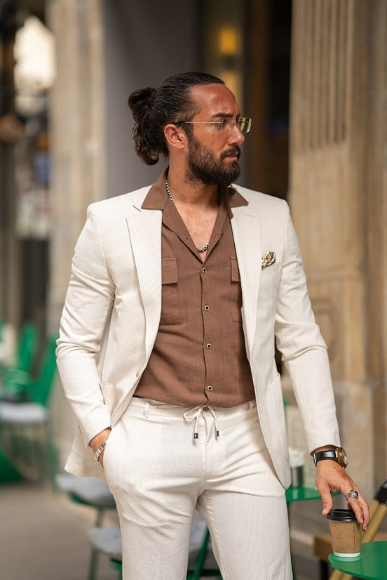 Beige 2 Piece Suit