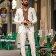 Sturgis Beige Slim Fit Notch Lapel 2 Piece Suit