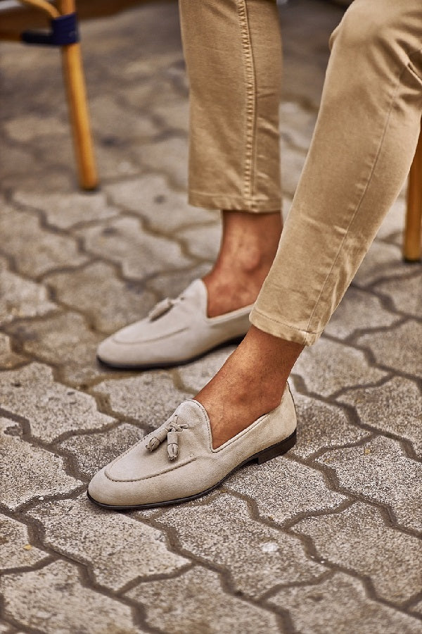 Sturgis Beige Suede Tassel Loafers