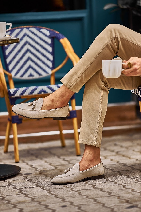 Sturgis Beige Suede Tassel Loafers
