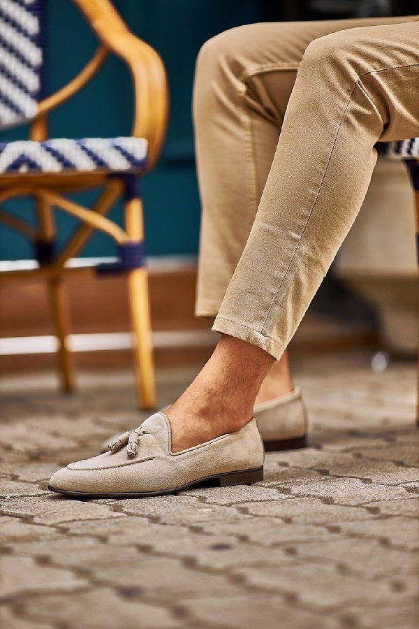 Sturgis Beige Suede Tassel Loafers