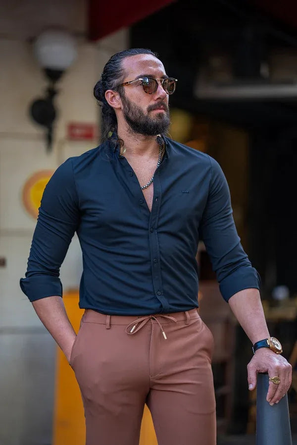 Sturgis Black Slim Fit Button Collar Formal Shirt