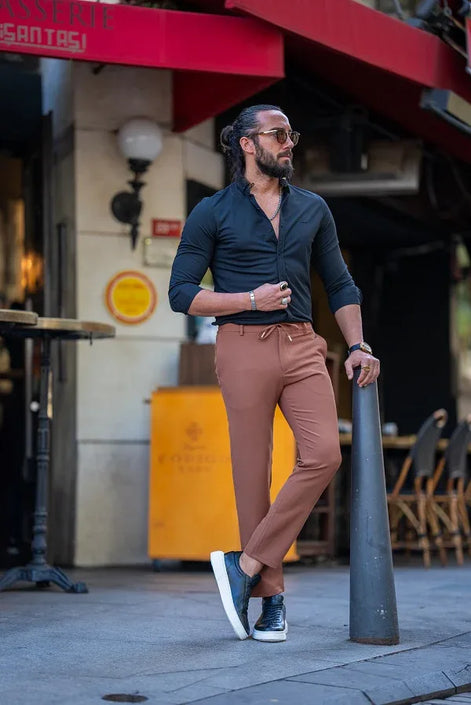 Sturgis Black Slim Fit Button Collar Formal Shirt