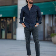 Sturgis Black Slim Fit Crosshatch Casual Shirt