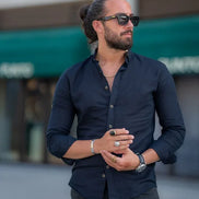 Sturgis Black Slim Fit Crosshatch Casual Shirt