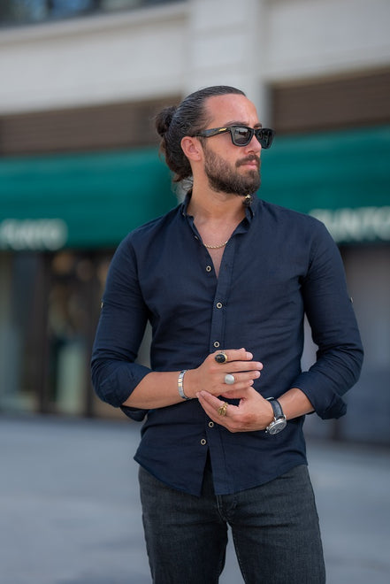 Sturgis Black Slim Fit Crosshatch Casual Shirt