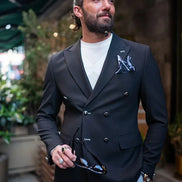 Sturgis Black Slim Fit Double Breasted Blazer
