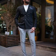 Sturgis Black Slim Fit Double Breasted Blazer