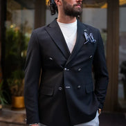 Sturgis Black Slim Fit Double Breasted Blazer