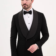 Sturgis Black Double Breasted Striped Tuxedo