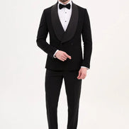 Sturgis Black Double Breasted Striped Tuxedo