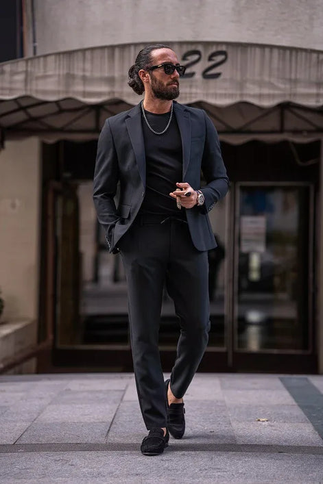 Sturgis Black Slim Fit Notch Lapel 2 Piece Suit