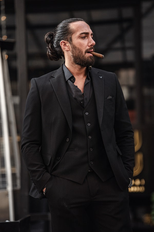 Sturgis Black Slim Fit Notch Lapel 3 Piece Suit