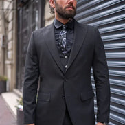 GentWith Sturgis Black Slim Fit Peak Lapel 3 Piece Suit