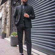 GentWith Sturgis Black Slim Fit Peak Lapel 3 Piece Suit