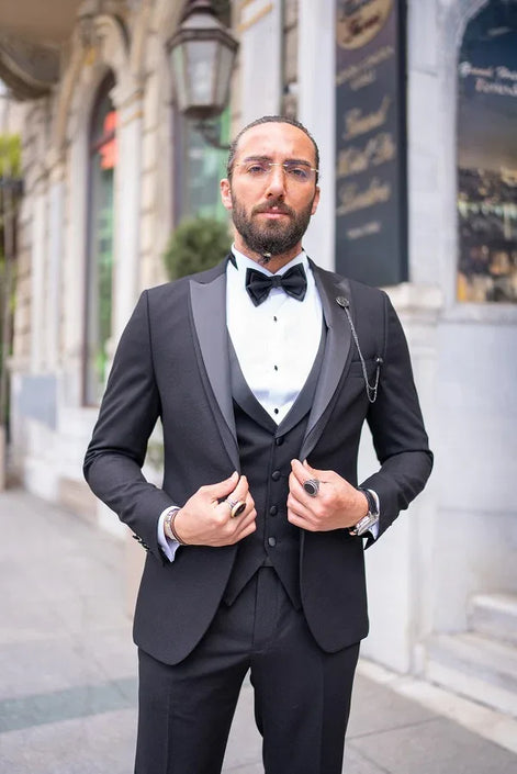 Sturgis Slim Fit Peak Lapel Black Tie Tuxedo