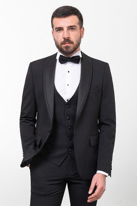 Sturgis Slim Fit Black Shawl Lapel Tuxedo