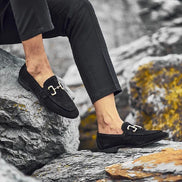 GentWith Sturgis Black Suede Horsebit Loafers