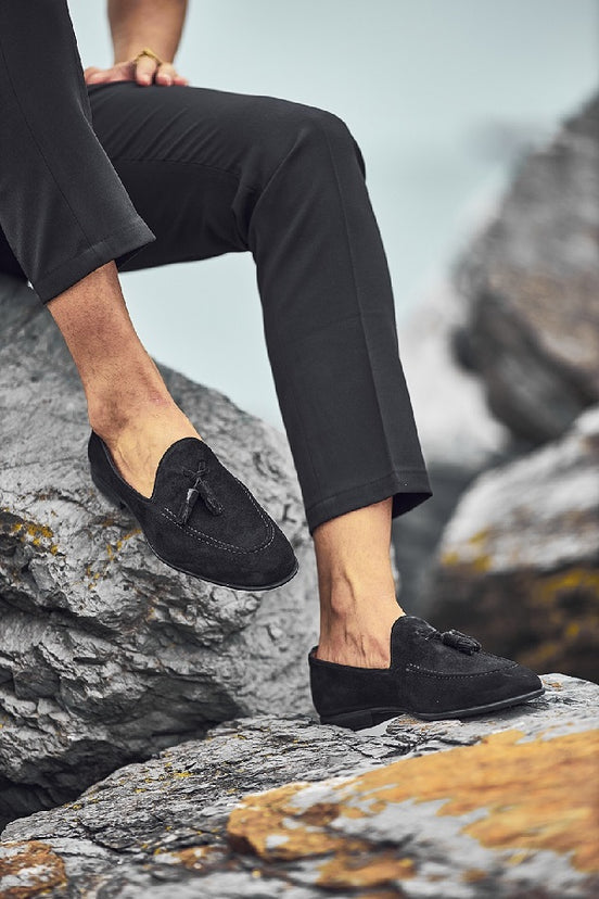 Black Suede Tassel Loafers