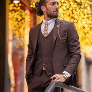 Sturgis Brown Slim Fit Notch Lapel 3 Piece Suit