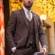 Sturgis Brown Slim Fit Notch Lapel 3 Piece Suit