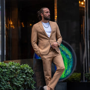 Mitchell Camel Slim Fit Notch Lapel 2 Piece Suit
