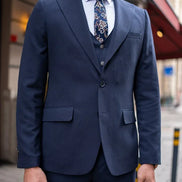 GentWith Sturgis Dark Blue Slim Fit Peak Lapel 3 Piece Suit
