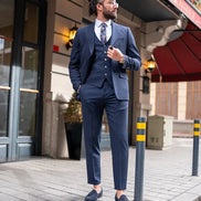 GentWith Sturgis Dark Blue Slim Fit Peak Lapel 3 Piece Suit