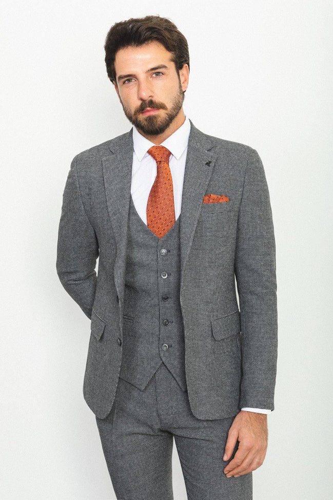 Sturgis Dark Gray Slim Fit Notch Lapel 3 Piece Suit