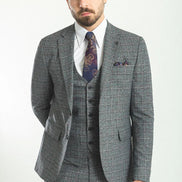 Sturgis Dark Gray Slim Fit Notch Lapel Plaid Check 3 Piece Suit
