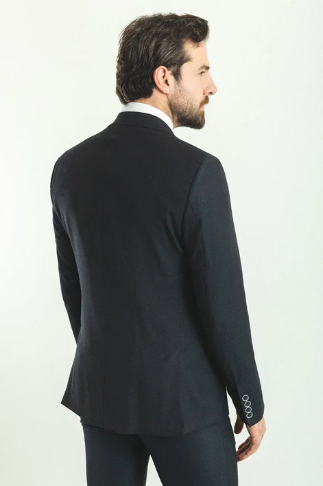 Sturgis Gray Black Slim Fit Peak Lapel Combination 3 Piece Suit