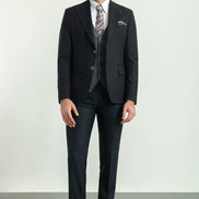 Sturgis Gray Black Slim Fit Peak Lapel Combination 3 Piece Suit
