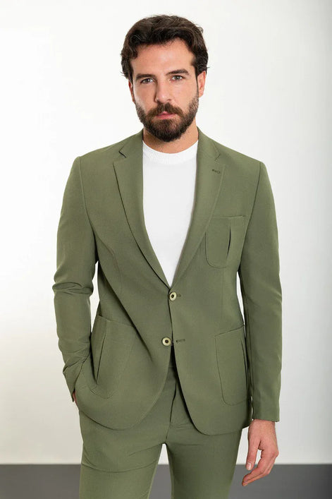 Sturgis Slim Fit 2 Piece Olive Suit