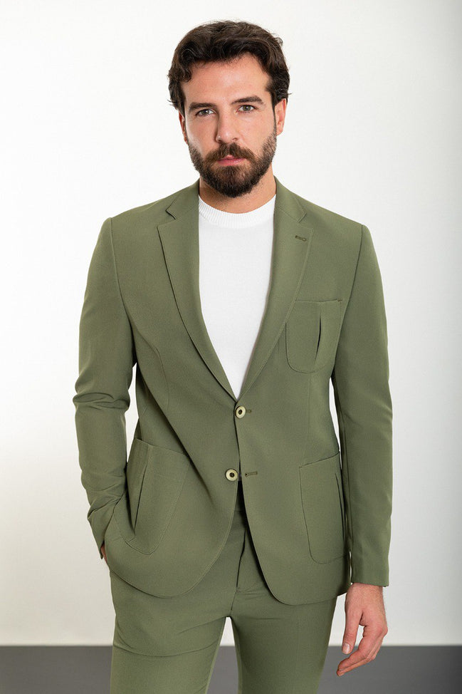 Sturgis Slim Fit 2 Piece Olive Suit