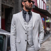 Sturgis Light Gray Slim Fit Peak Lapel 3 Piece Suit