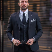 Sturgis Midnight Black Slim Fit Notch Lapel 3 Piece Suit