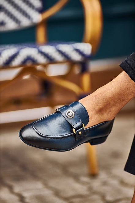 Sturgis Navy Blue Penny Loafers
