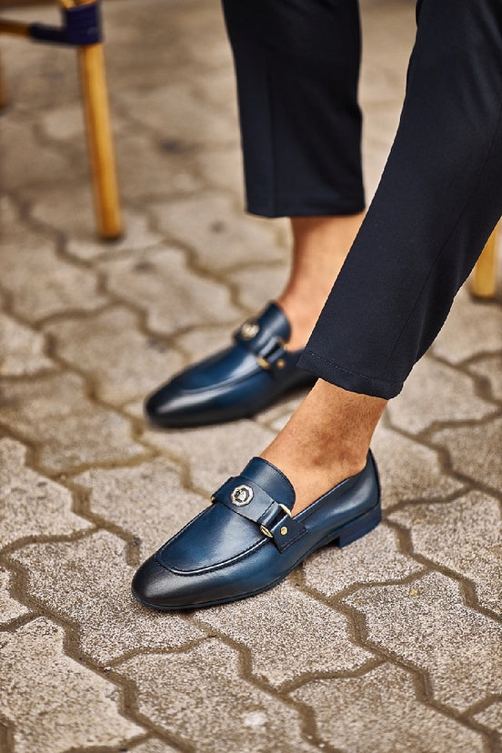Navy Blue Penny Loafers