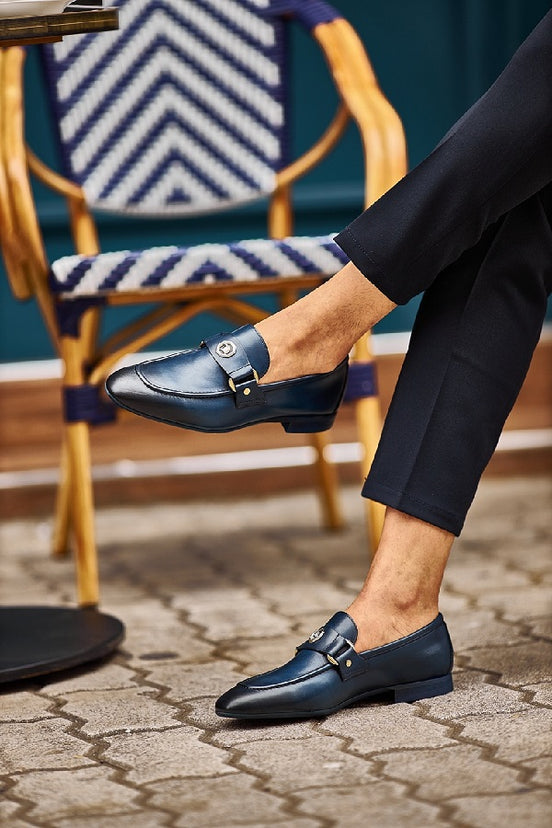 Navy Blue Penny Loafers
