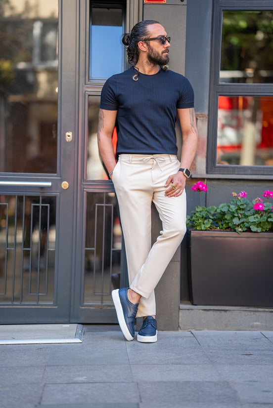 Navy Blue Striped T-Shirt