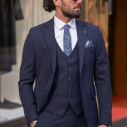Sturgis Navy Blue Slim Fit Notch Lapel 3 Piece Suit