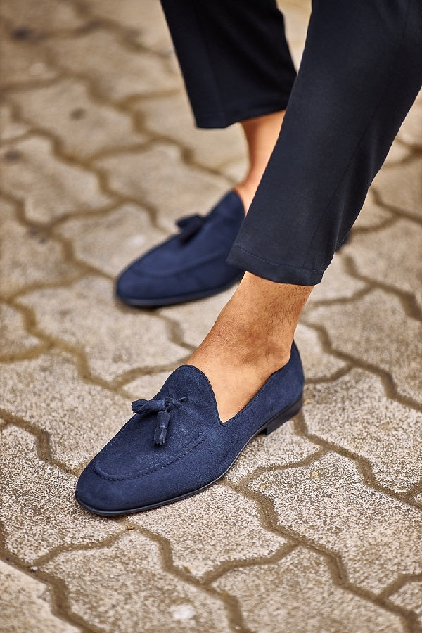 Sturgis Tassel Navy Blue Suede Loafers