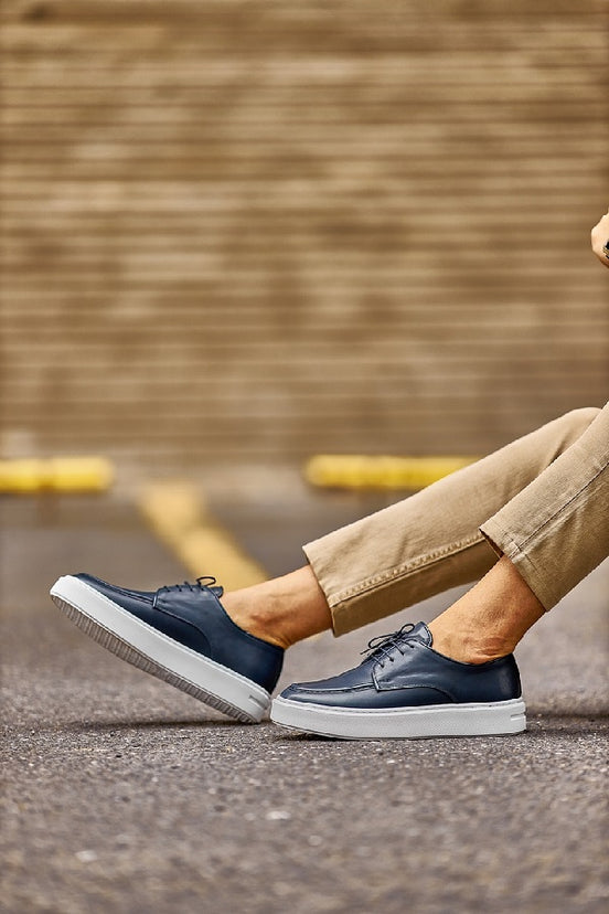 Navy Blue Derby Shoes