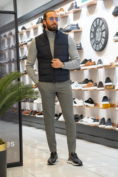 Sturgis Slim Fit Men’s Zipper Navy Blue Vest