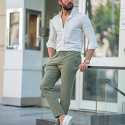 Sturgis White Slim Fit Button Collar Formal Shirt