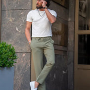 Sturgis White Slim Fit Crew Neck Striped T-Shirt